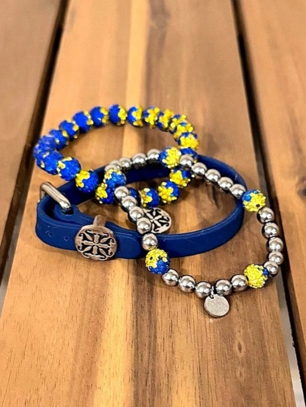 Rustic Cuff Blue & Silver Bracelet Set